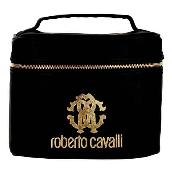 Roberto Cavalli New Black vanity bag 
Printed Logo Cosmetic Case good for travel - Picture 1 of 4